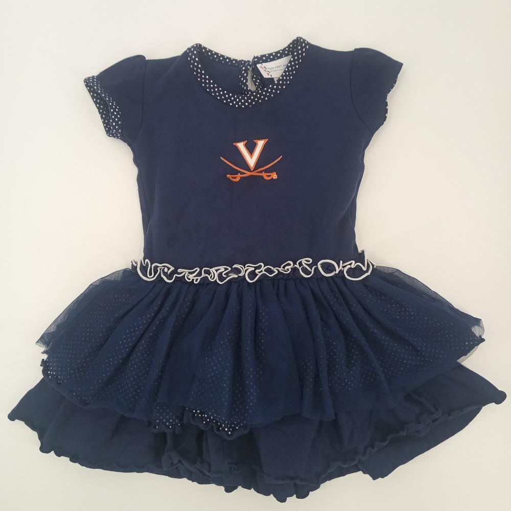 Two Feet Ahead Virginia Cavaliers UVA Girls Navy Blue Tiered Tulle Dress 4T